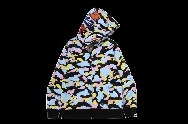 NEW MULTI CAMO SHARK FULL ZIP HOODIE